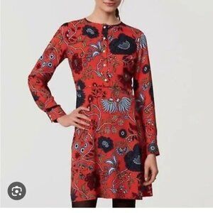 LOFT Shirt Dress - Red Primavera - Size 0 PETITE
